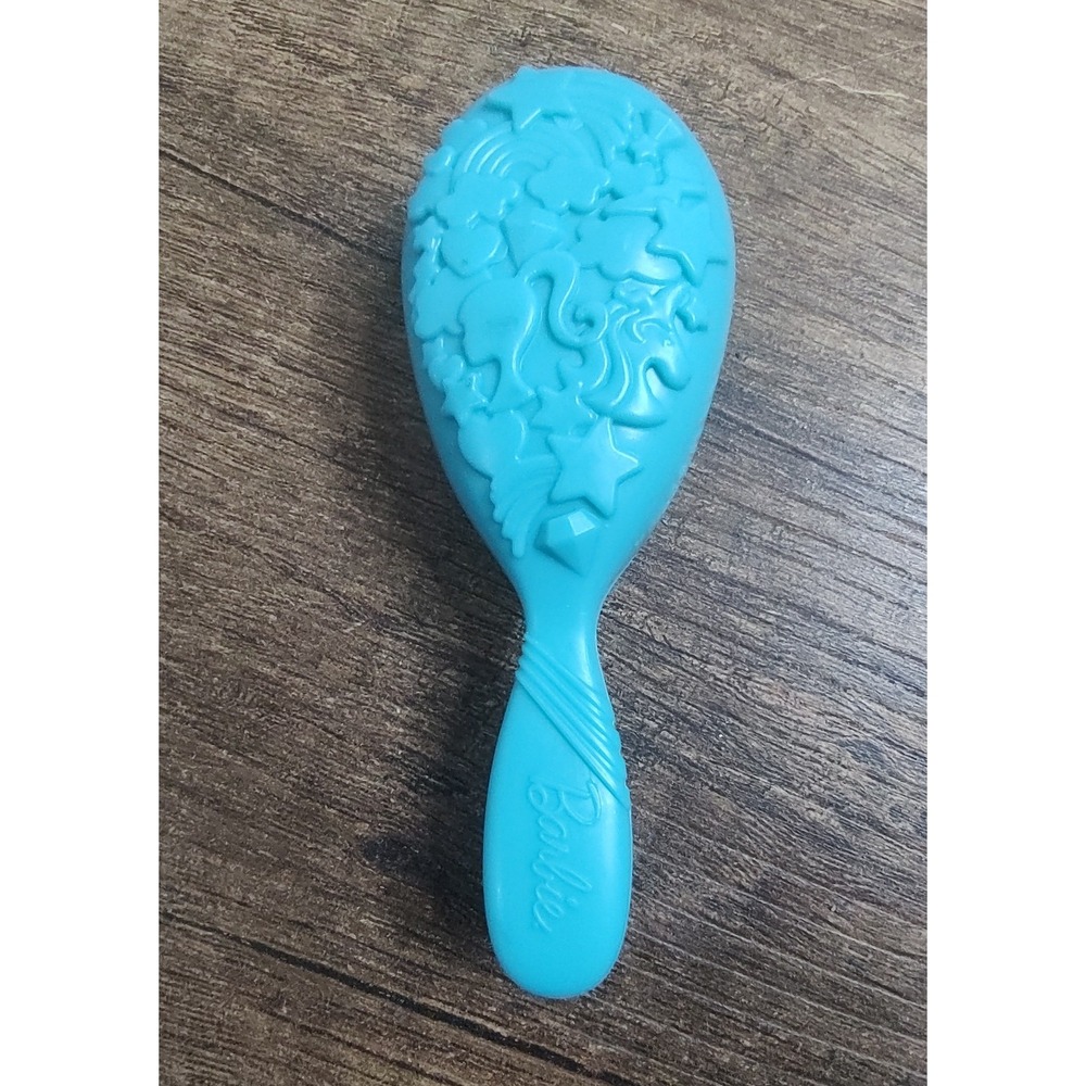 Mattel Barbie Accessory Hair Brush - 3" Dark Teal Unicorn Star Logo Design Z35